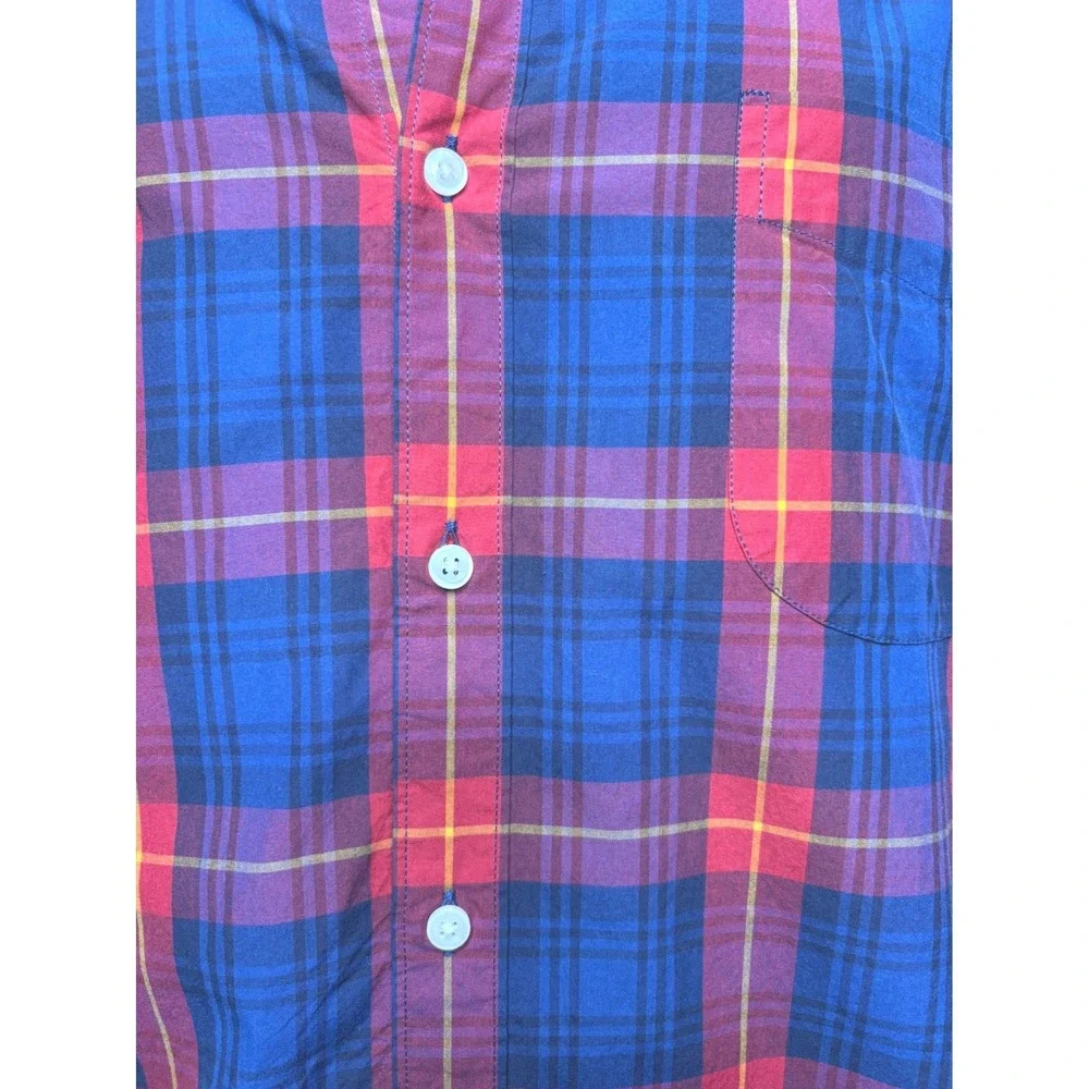 J. CREW Mens Blue Red Plaid Button Down Shirt Sz L Classic Fit Casual Timeless